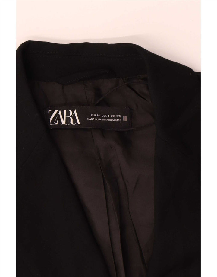 Zara Mujer Chaqueta Blazer De 1 Botón EU 36 XS Negro Poliéster