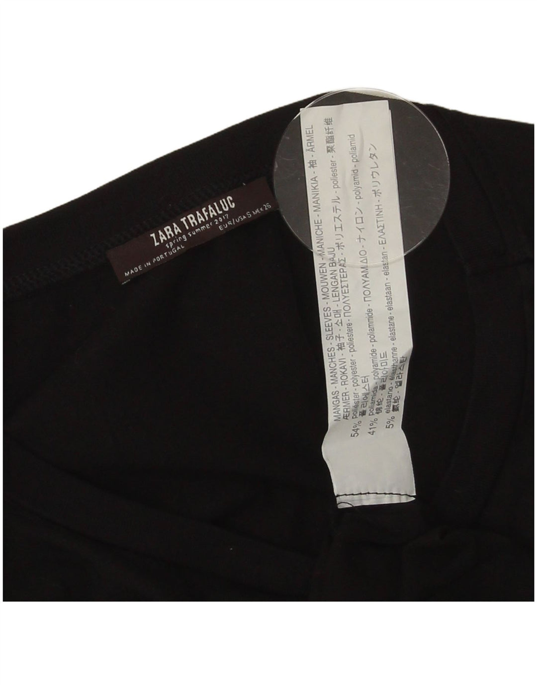 Zara Mujer Top Túnica Estampado UK 10 Small Poliéster Negro