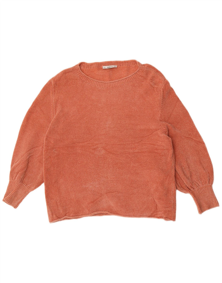 Zara - Jersey extragrande con cuello barco para mujer, talla 40, color naranja mediano