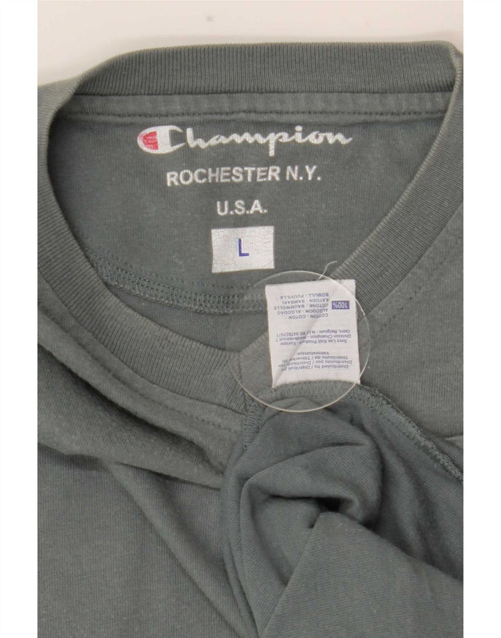 Champion Camiseta de manga larga para hombre de algodón gris grande