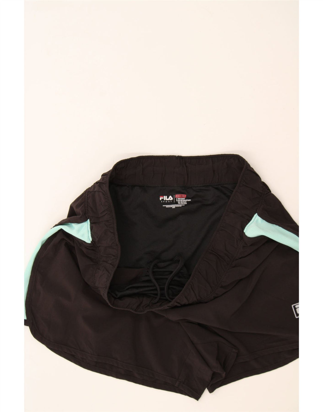FILA Womens Sport Shorts UK 14 Large Black Colourblock Polyester Vintage Fila and Second-Hand Fila from Messina Hembry 