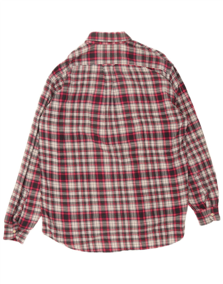 Vintage hombres franela camisa grande rojo comprobar algodón