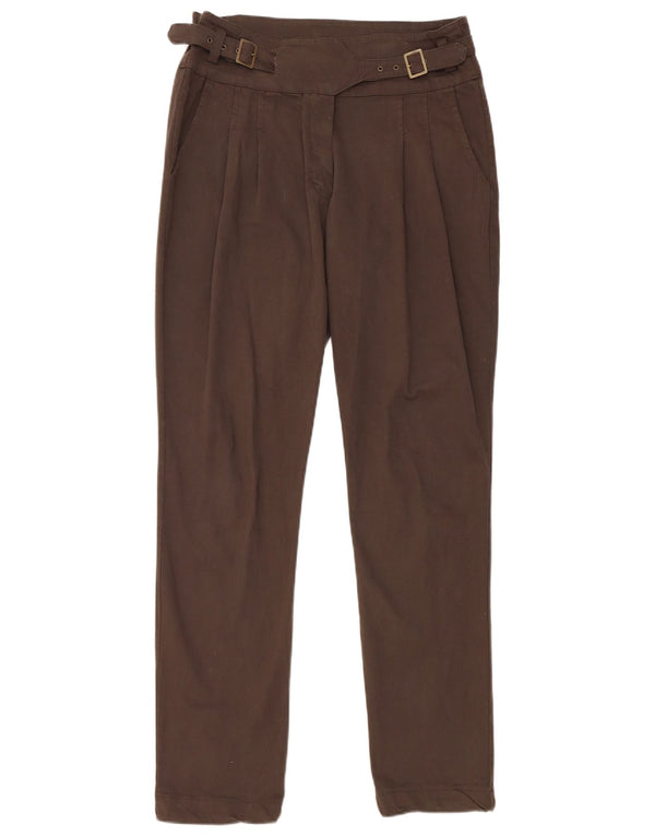 Vintage Mujer Slim Chino Pantalones W30 L30 Algodón Marrón
