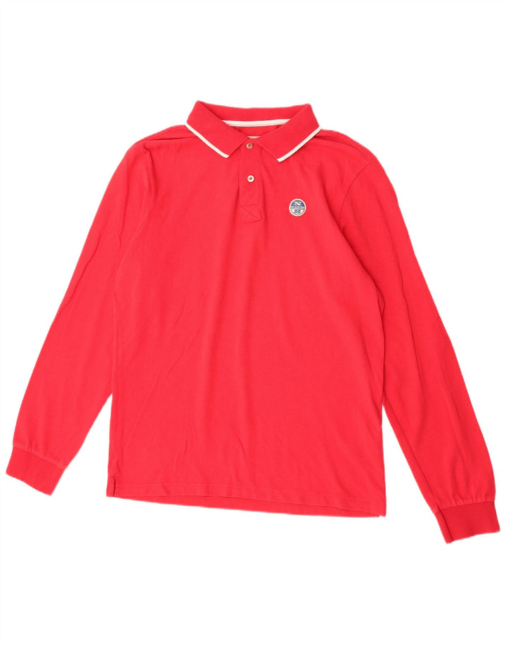Camiseta Polo de Manga Larga para Hombre North Sails Grande Roja de Algodón