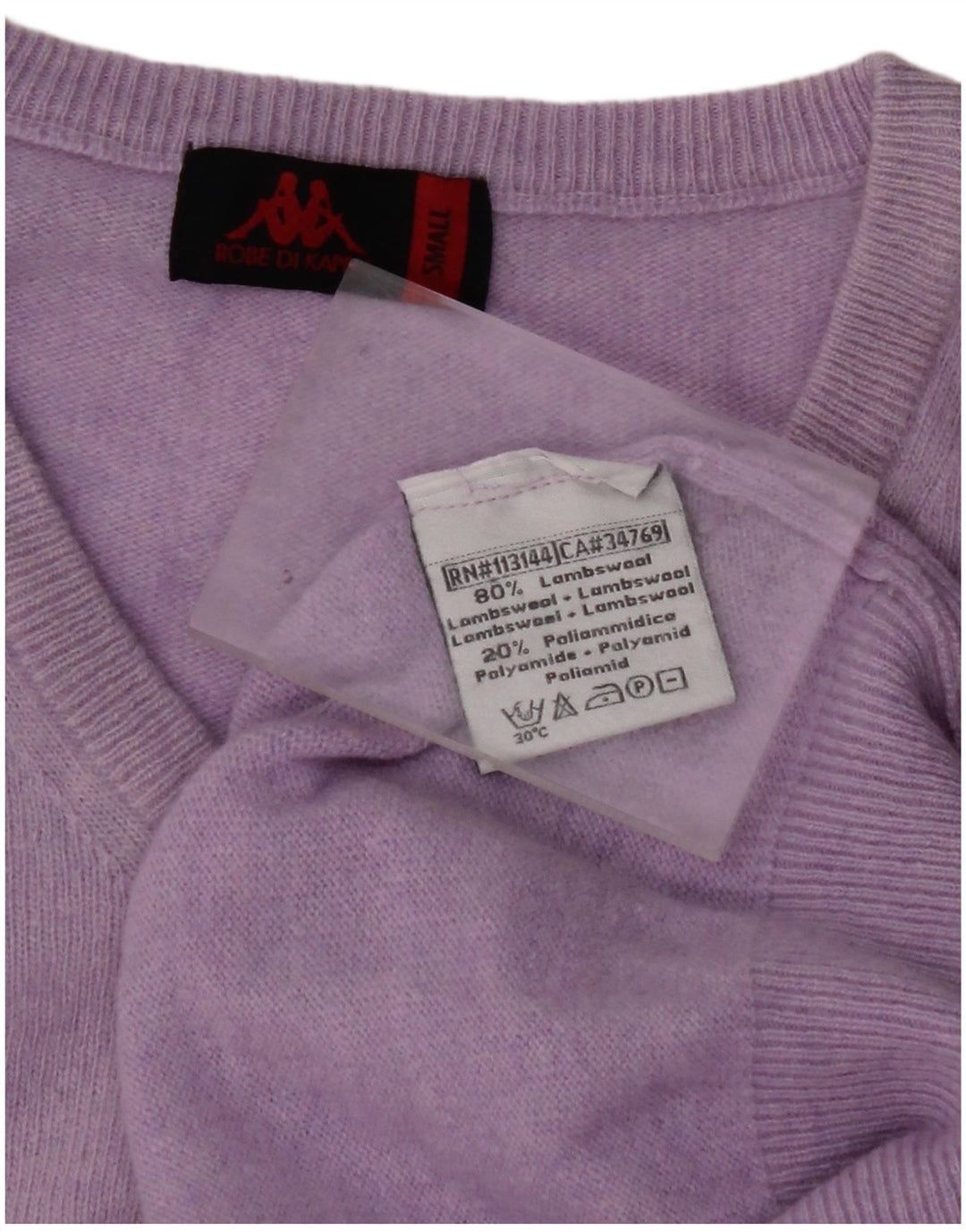 KAPPA Jersey con Cuello en V para Hombre Small Purple Lambswool