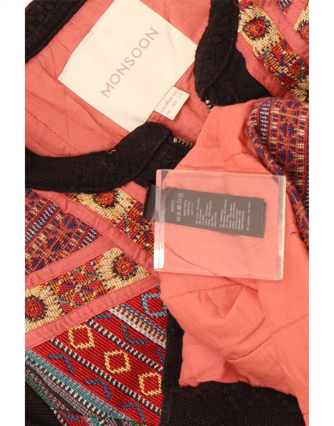 Monsoon Chaqueta tipo blazer para mujer UK 40 XL Algodón Fair Isle negro