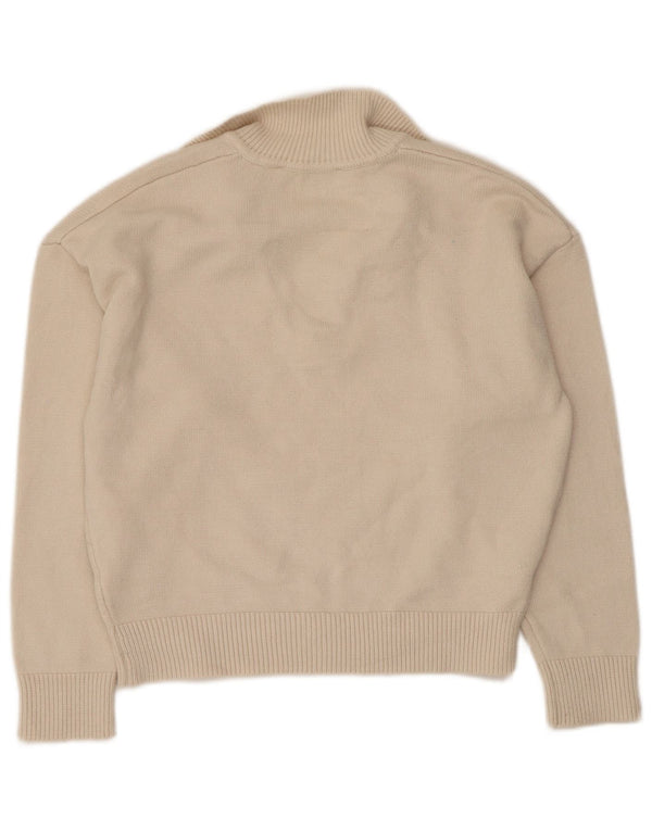 Zara - Jersey corto con cuello tipo polo para mujer, talla 40, color beige medio