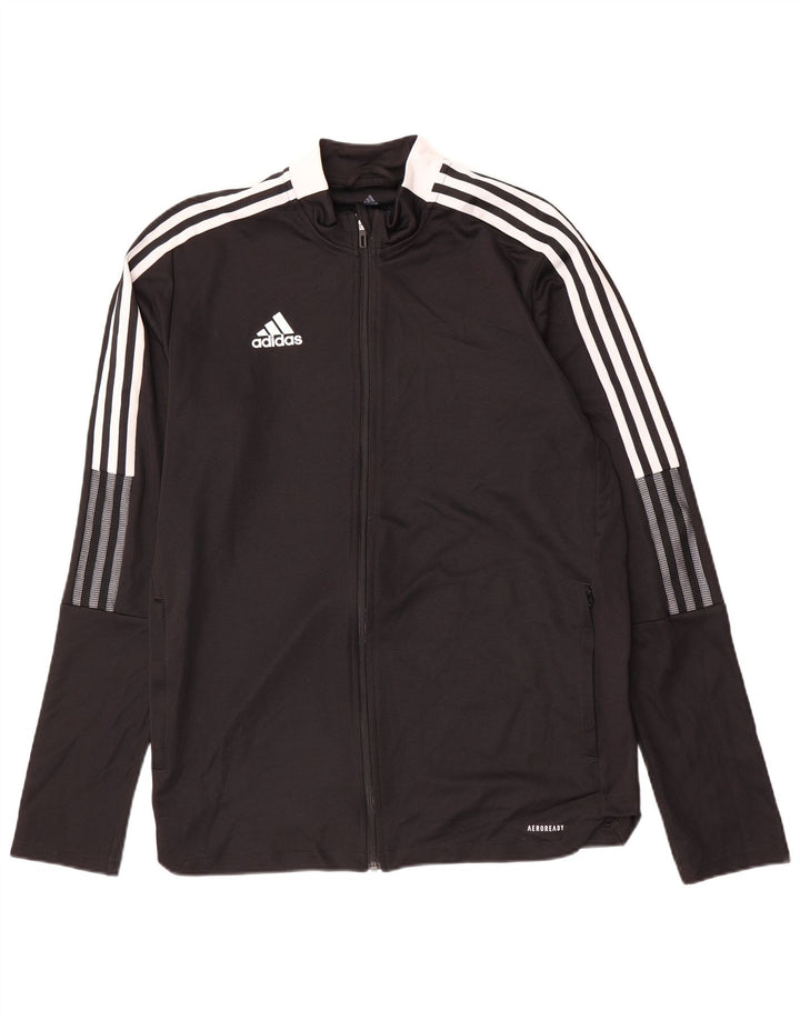Adidas Hombre Aeroready Chándal Top Chaqueta Grande Poliéster Negro