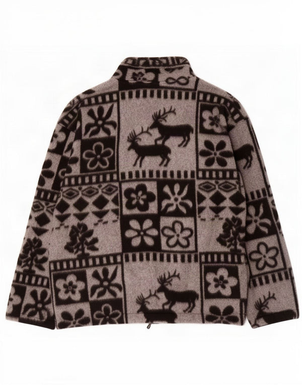 Vintage Mens Fleece Chaqueta Reino Unido 38 Gris Medio Fair Isle