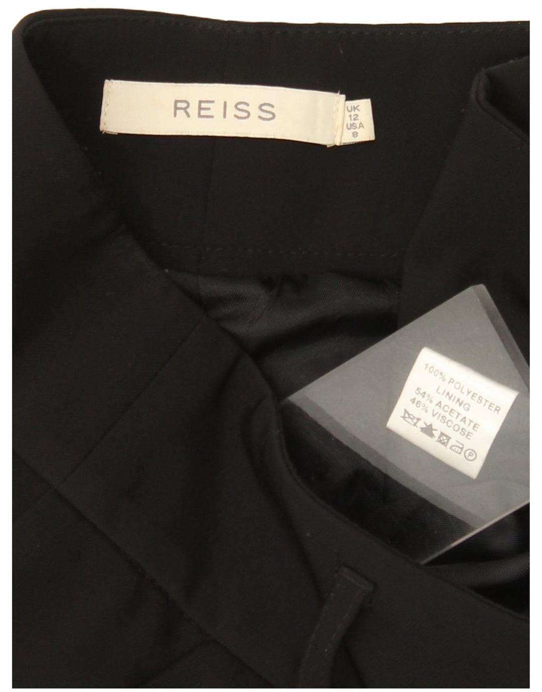 REISS Pantalones casuales de cintura alta para mujer UK 12 Medium W32 L30 Negro