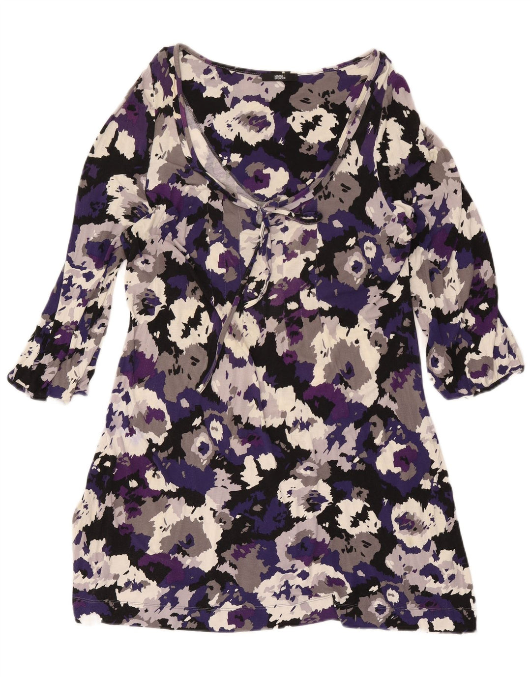 Marks & Spencer Vestido básico de manga 3/4 para mujer UK 46 Camuflaje morado grande