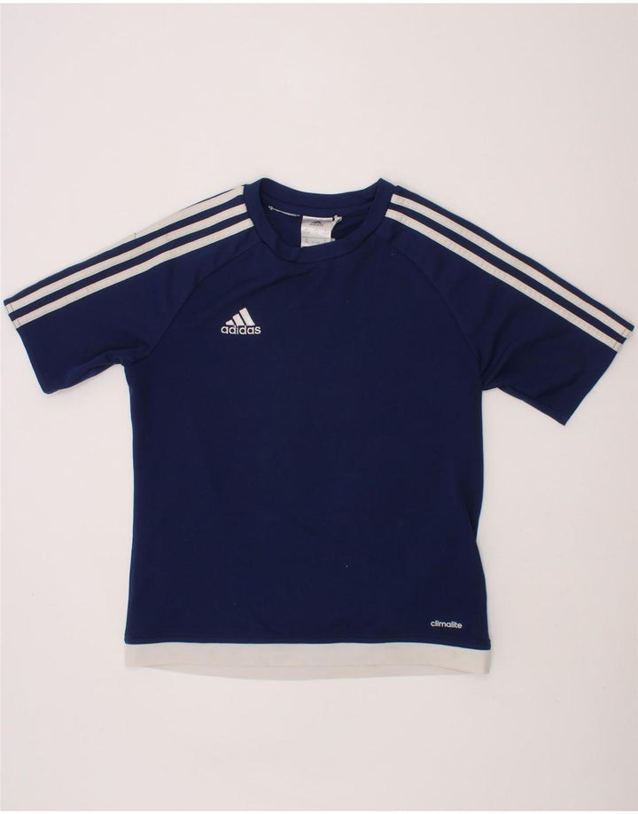 ADIDAS Boys Climalite T-Shirt Top 11-12 Years Navy Blue Polyester Vintage Adidas and Second-Hand Adidas from Messina Hembry 