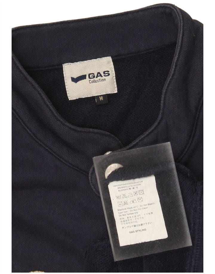 Gas Mens Graphic Chándal Top Chaqueta Mediana Azul Marino Algodón