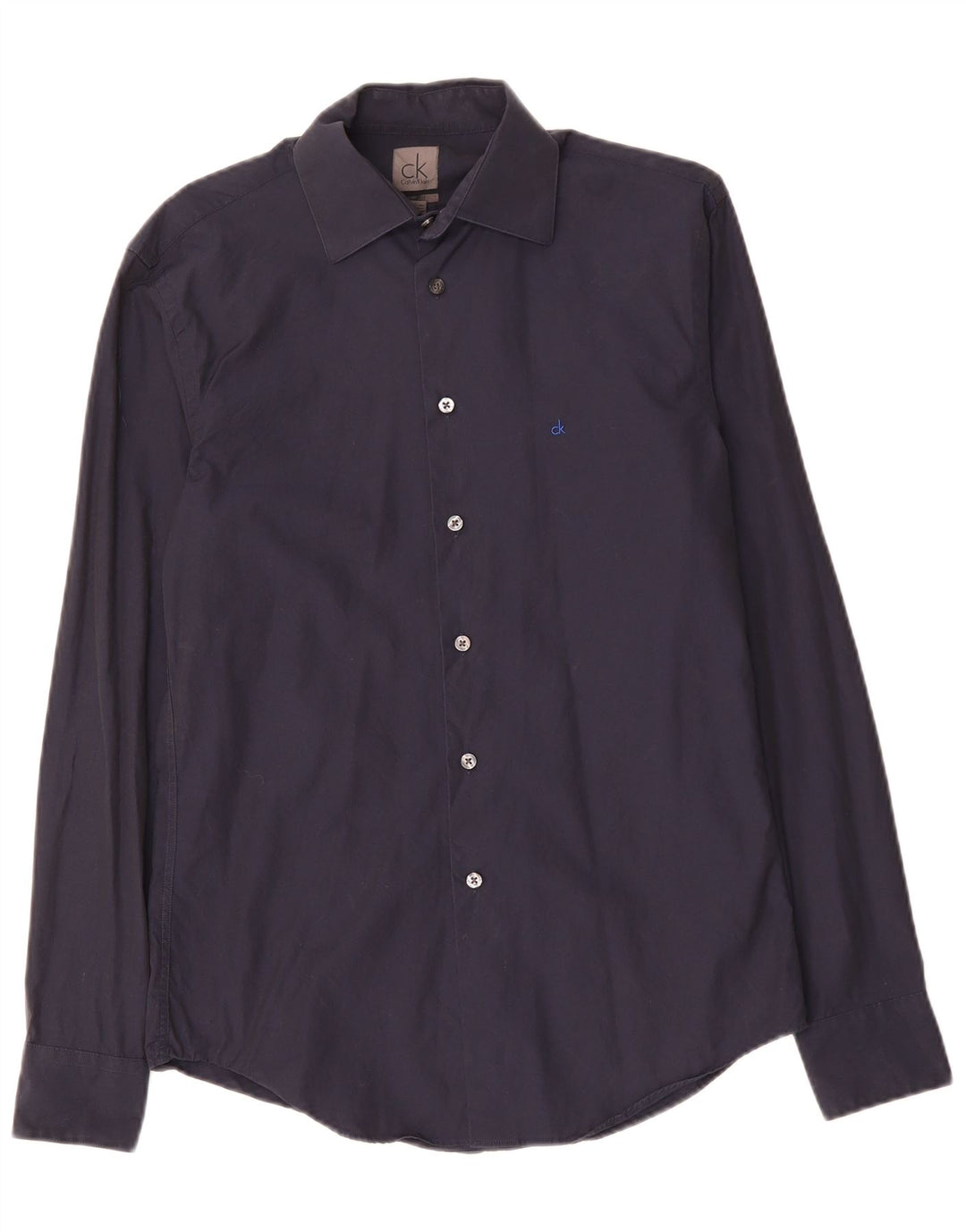 CALVIN KLEIN Mens Slim Fit Shirt Small Navy Blue Cotton