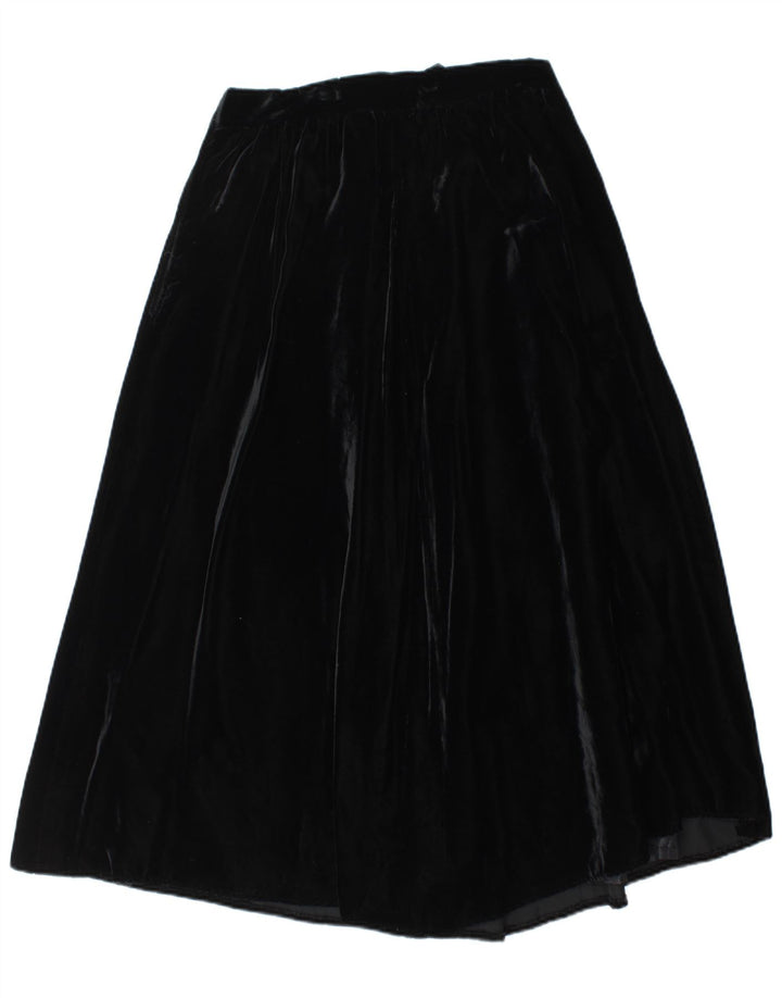 VINTAGE Falda acampanada de cintura alta de terciopelo para mujer IT 44 Medio W28 Negro