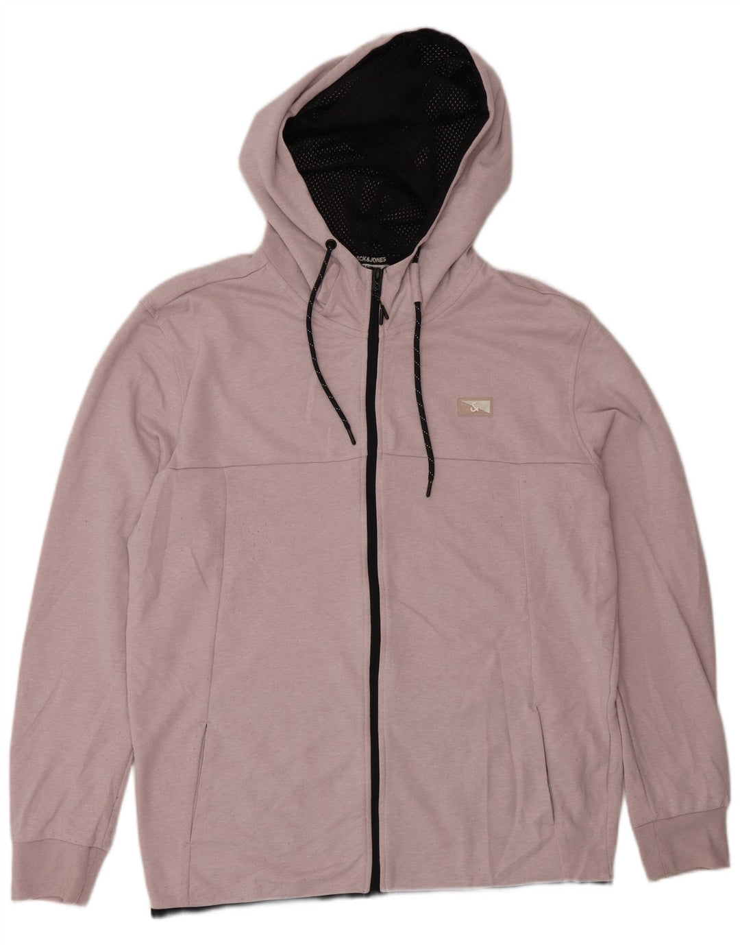 Jack & Jones - Sudadera con capucha y cremallera para hombre, poliéster rosa grande