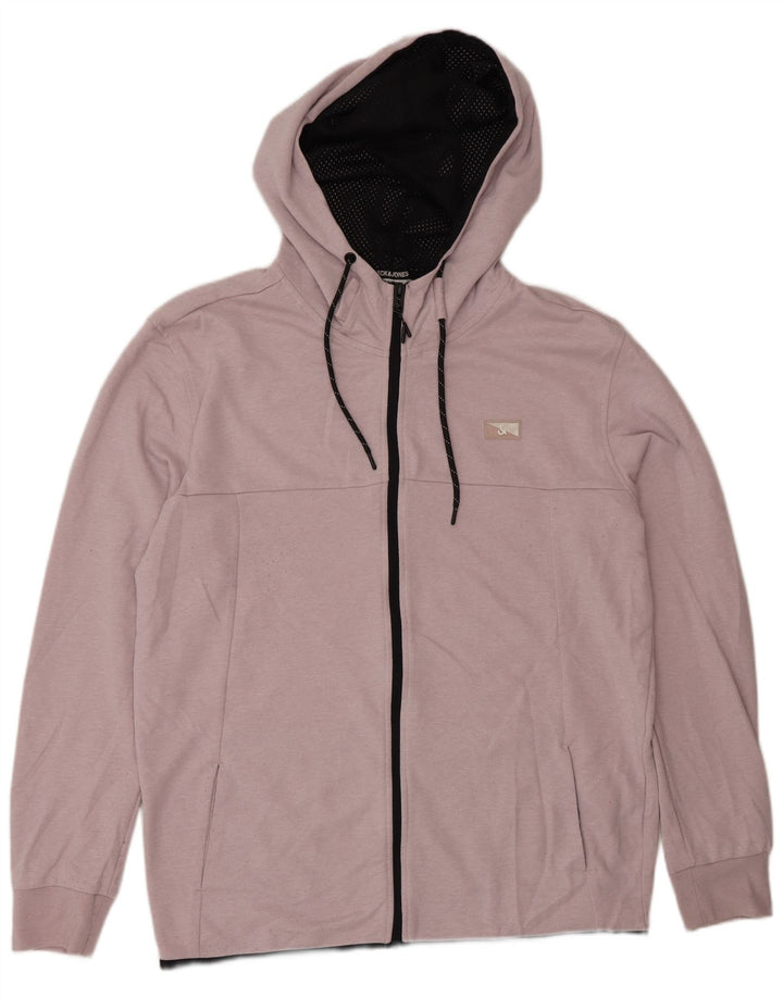 Jack & Jones - Sudadera con capucha y cremallera para hombre, poliéster rosa grande