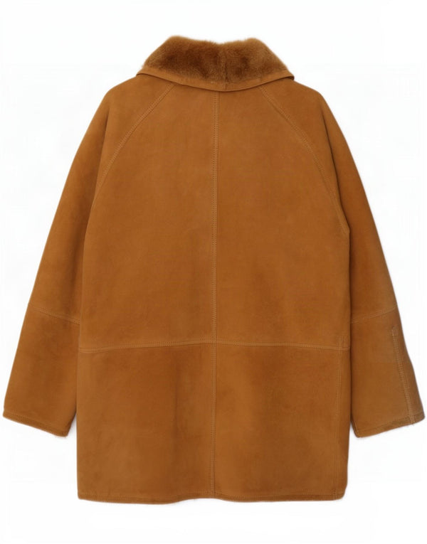 Abrigo vintage de piel de oveja para hombre IT 56 3XL Beige