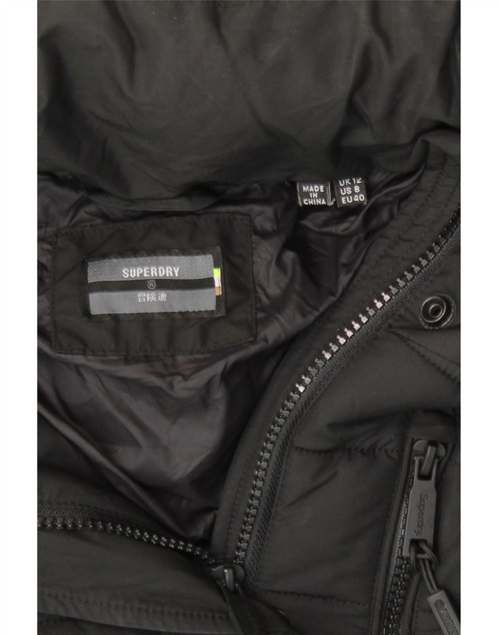 Superdry Chaqueta Acolchada Con Capucha Para Mujer UK 42 Mediano Negro Poliéster