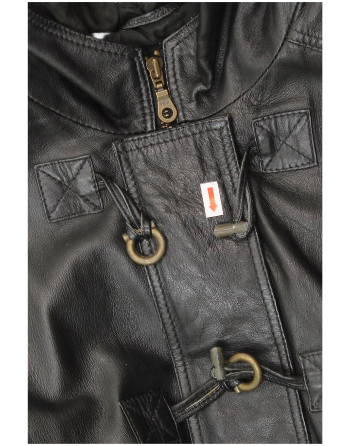 CONBIPEL Chaqueta de lona extragrande con capucha para mujer IT 42 Cuero negro mediano