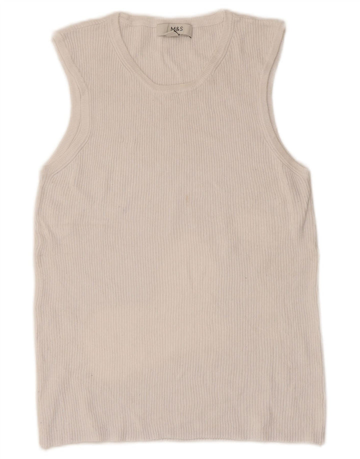 Marks & Spencer - Camiseta sin mangas para mujer, talla 40, talla mediana, color blanco