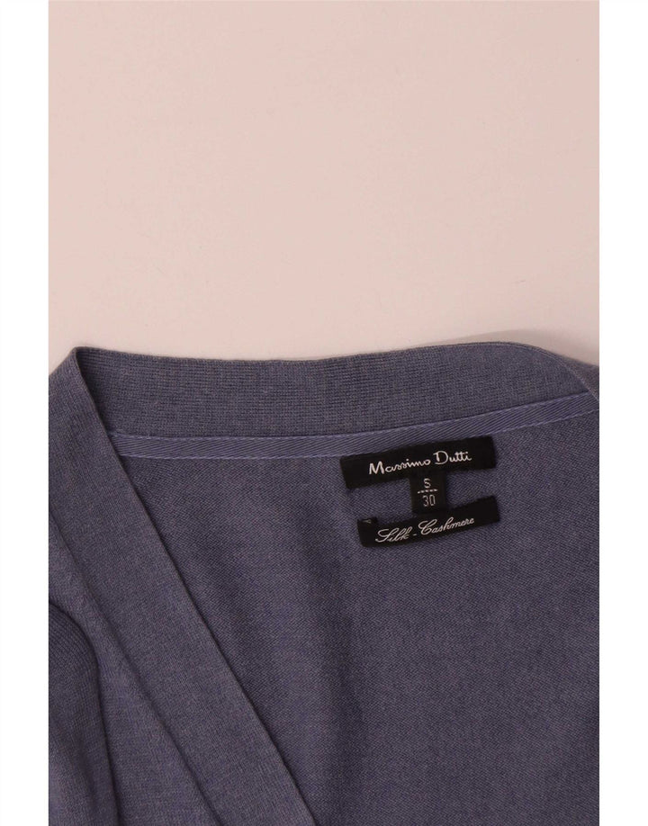 Massimo Dutti Cárdigan Mujer UK 40 Small Blue Silk