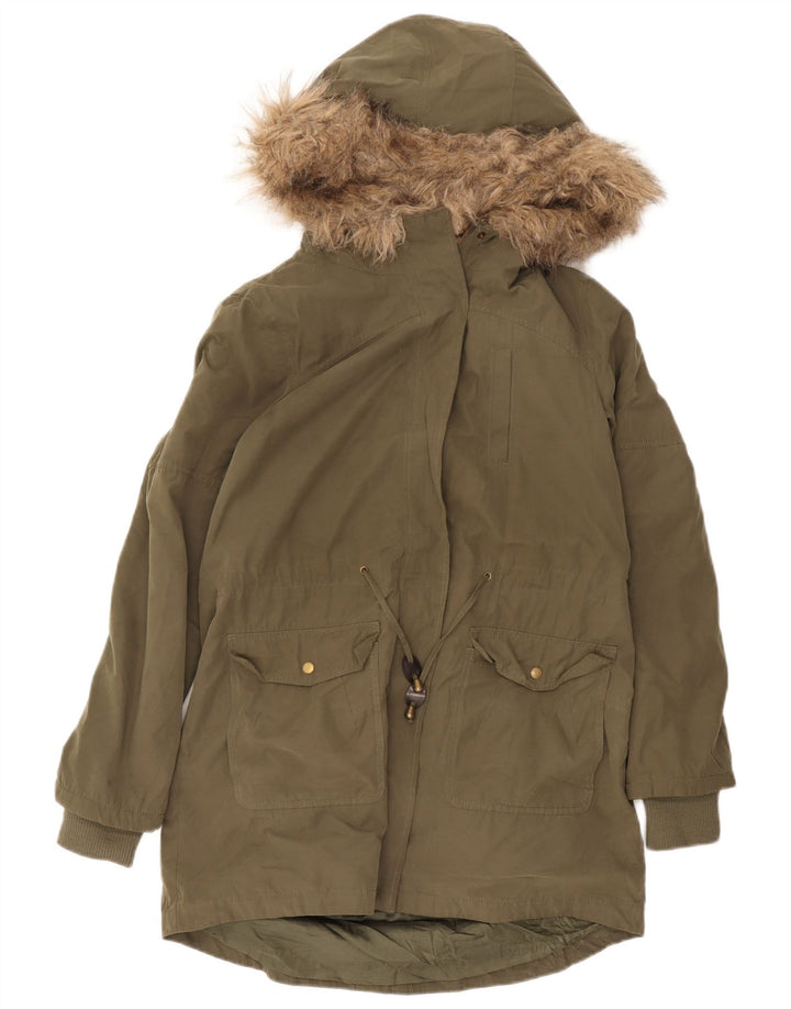 Oasis Chaqueta Parka Sherpa con Capucha para Mujer UK 44 Poliéster Verde Medio
