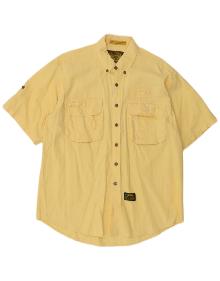 CAMEL ACTIVE Camisa Manga Corta Hombre Algodón Amarillo Medio