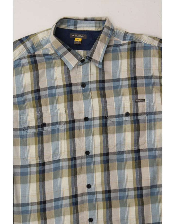 EDDIE BAUER Mens Flannel Shirt XL Blue Check Cotton Vintage Eddie Bauer and Second-Hand Eddie Bauer from Messina Hembry 
