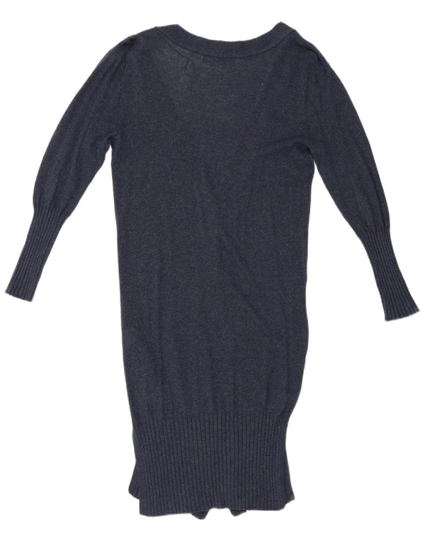 Marks & Spencer Suéter tipo cárdigan largo para mujer UK 10 Small Azul marino