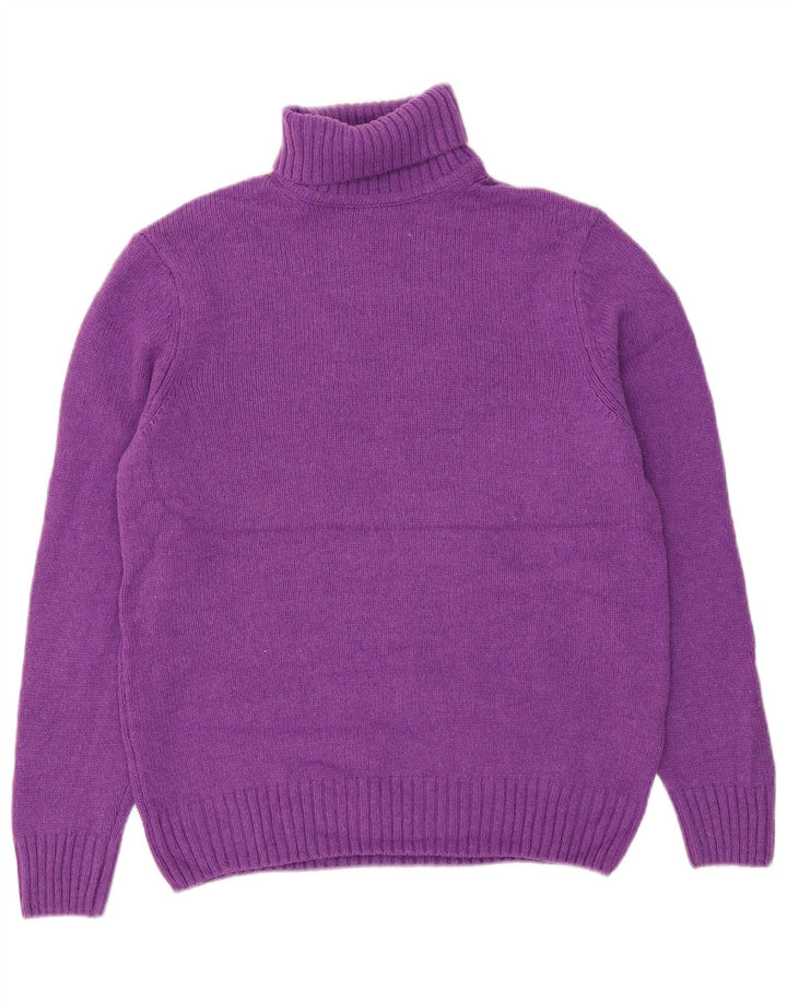 Zara Mujeres Roll Neck Jumper Sweater UK 44 Mediano Lana Púrpura