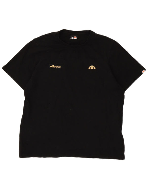 Ellesse - Camiseta para hombre, talla grande, color negro, algodón