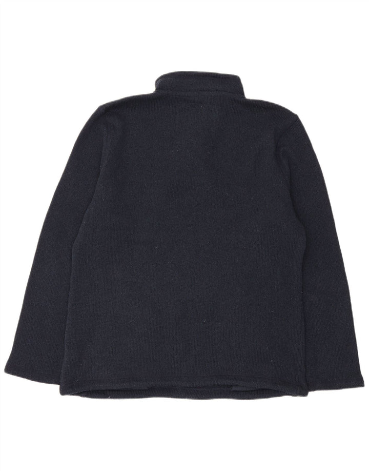 Weird Fish Suéter tipo jersey con cuello y botones para hombre, tamaño grande, poliéster azul marino