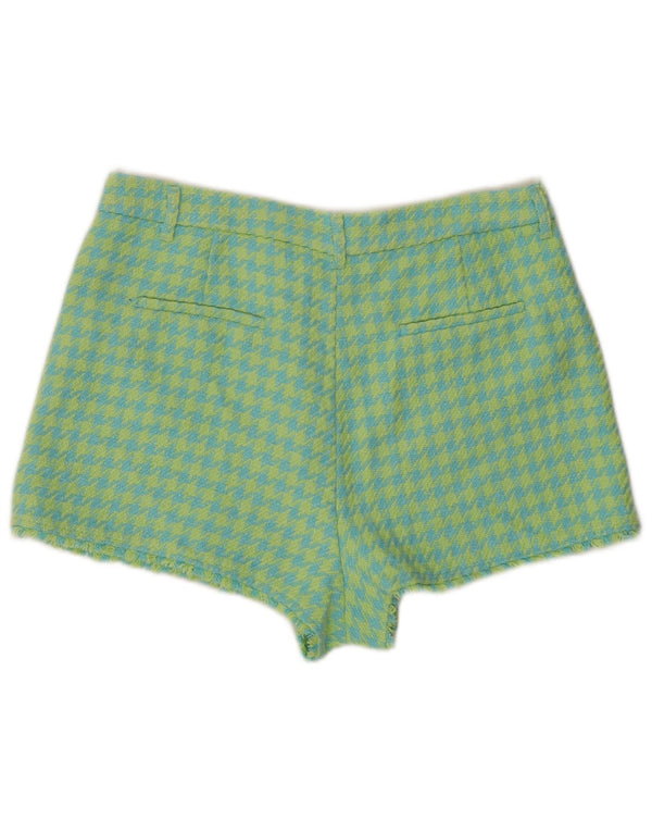 Zara Pantalones Cortos Casuales De Cintura Alta Para Mujer 2XL W34 Algodón De Pata De Gallo Azul