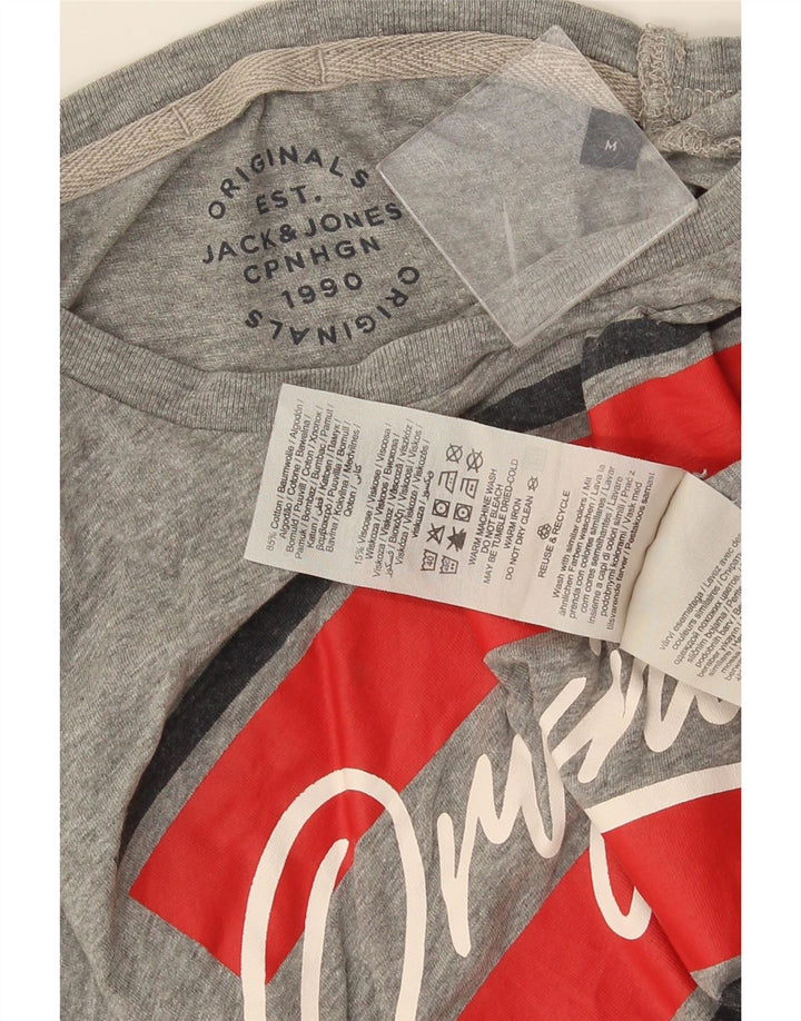 Jack & Jones Hombre Camiseta Gráfica Top Algodón Gris Medio