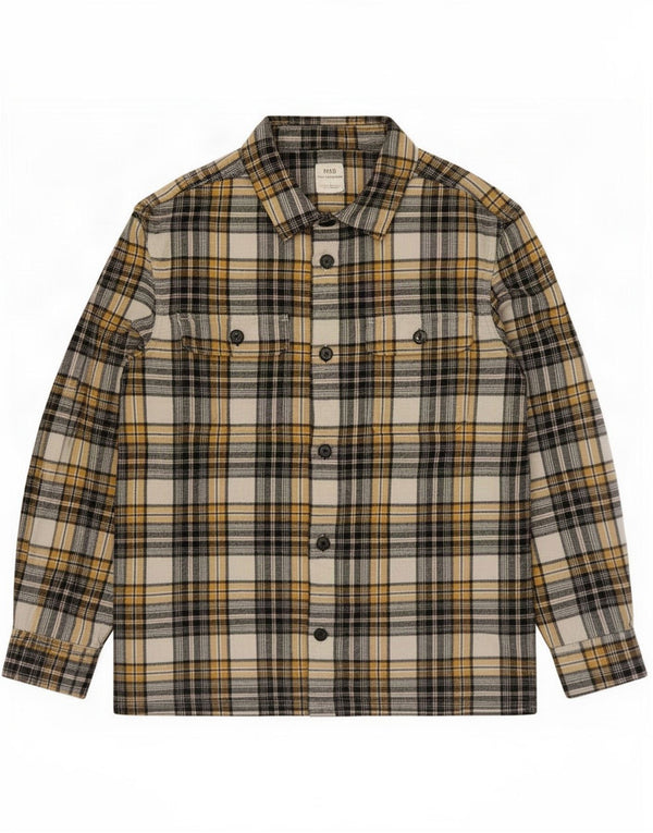 Marks & Spencer - Camisa de franela para hombre, talla grande, algodón a cuadros amarillos