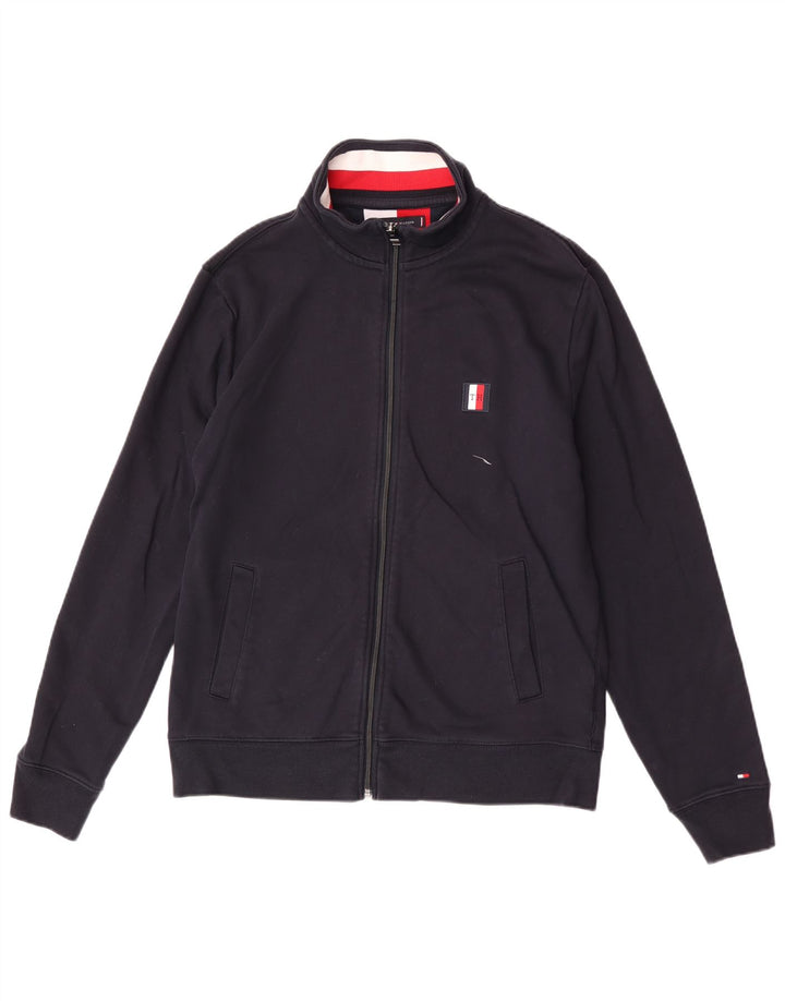 Tommy Hilfiger Chaqueta de chándal para hombre, talla grande, algodón azul marino