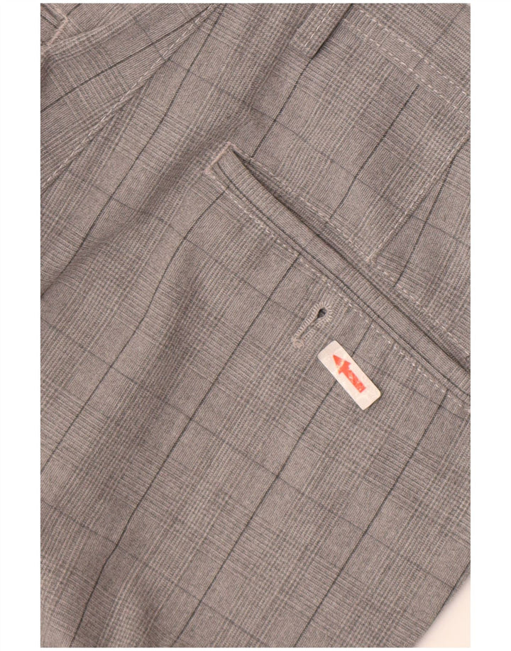 Zara Mens Slim Chino Pantalones EU 38 Small W30 L28 Gris Cuadros Poliéster