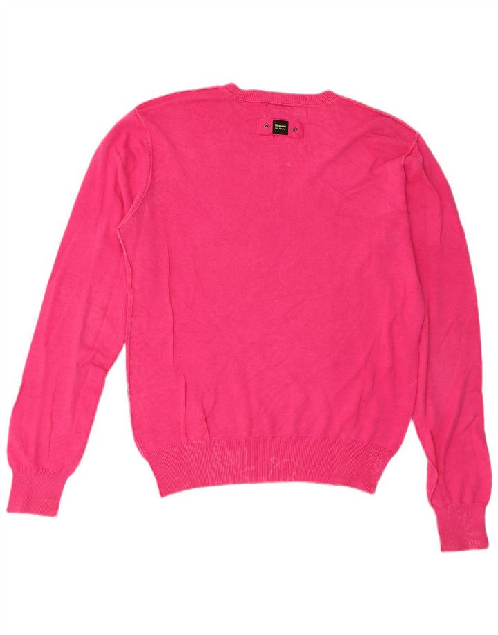 Blauer - Jersey con cuello en V para mujer, talla 40, algodón rosa medio