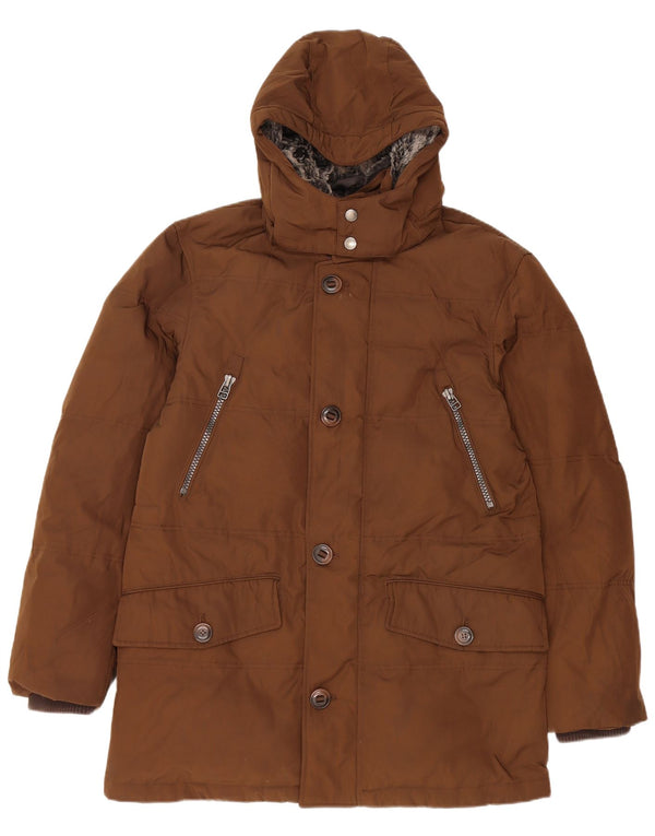 Marks & Spencer Chaqueta acolchada con capucha Blue Harbour para hombre UK 38 Marrón medio