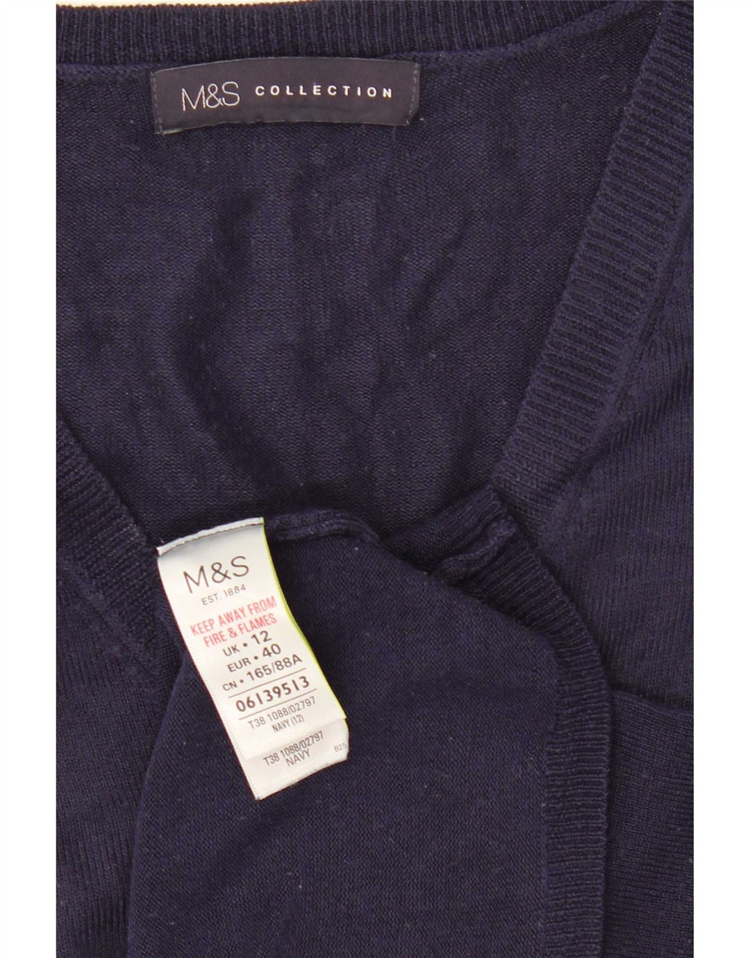Marks & Spencer Suéter con Cuello en V para Mujer UK 40 Medium Azul Marino