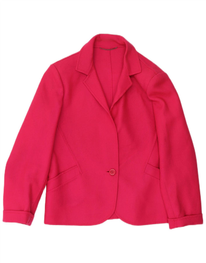 Vintage mujer 1 botón Blazer chaqueta IT 44 lana rosa media