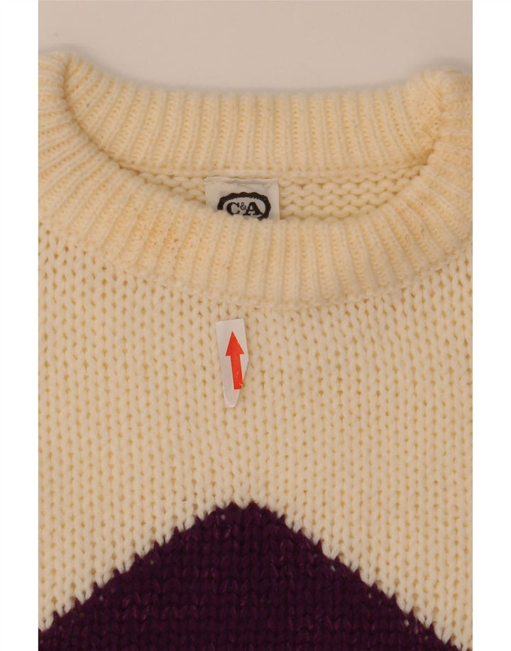 C&A Jersey de cuello redondo para mujer EU 40 Medium Off White Argyle/Diamond