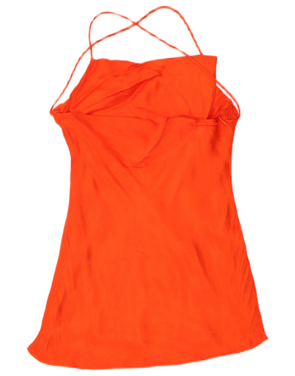 Zara Womens Halter Top UK 10 Small Orange Viscose