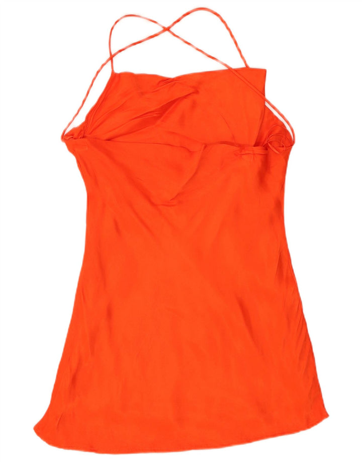 Zara Mujer Halter Top UK 10 Small Naranja Viscosa