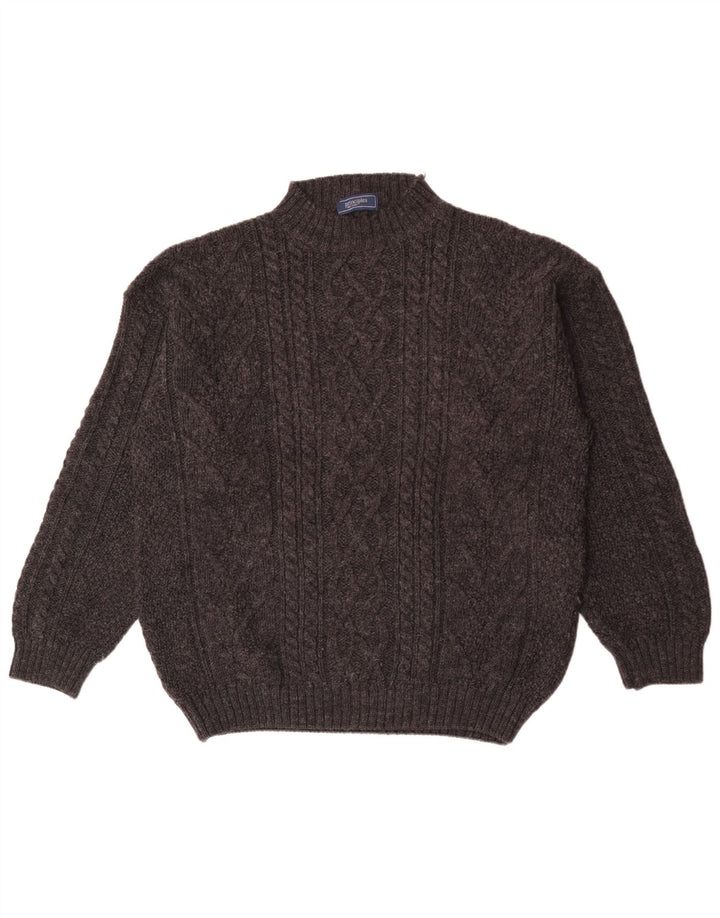 Principios Jersey De Cuello Alto Para Hombre De Lana Gris Grande