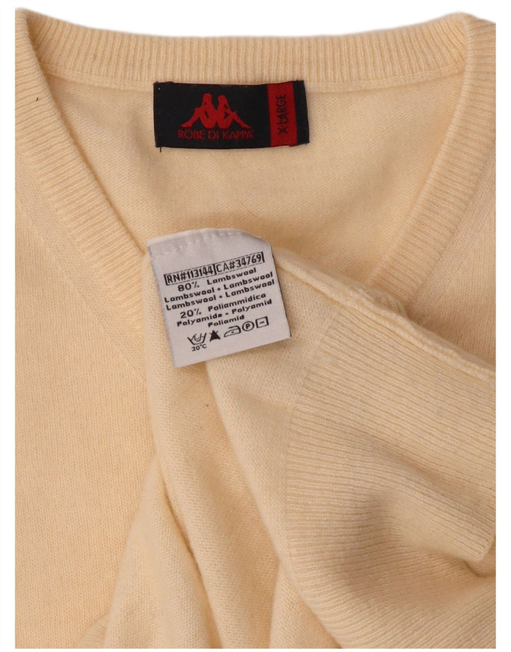 Kappa Jersey con Cuello en V para Hombre XL Off White Lambswool
