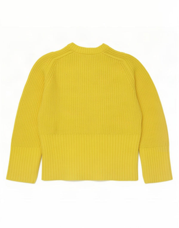 Zara Suéter De Cuello Redondo De Gran Tamaño para Mujer UK 6 XS Acrílico Amarillo