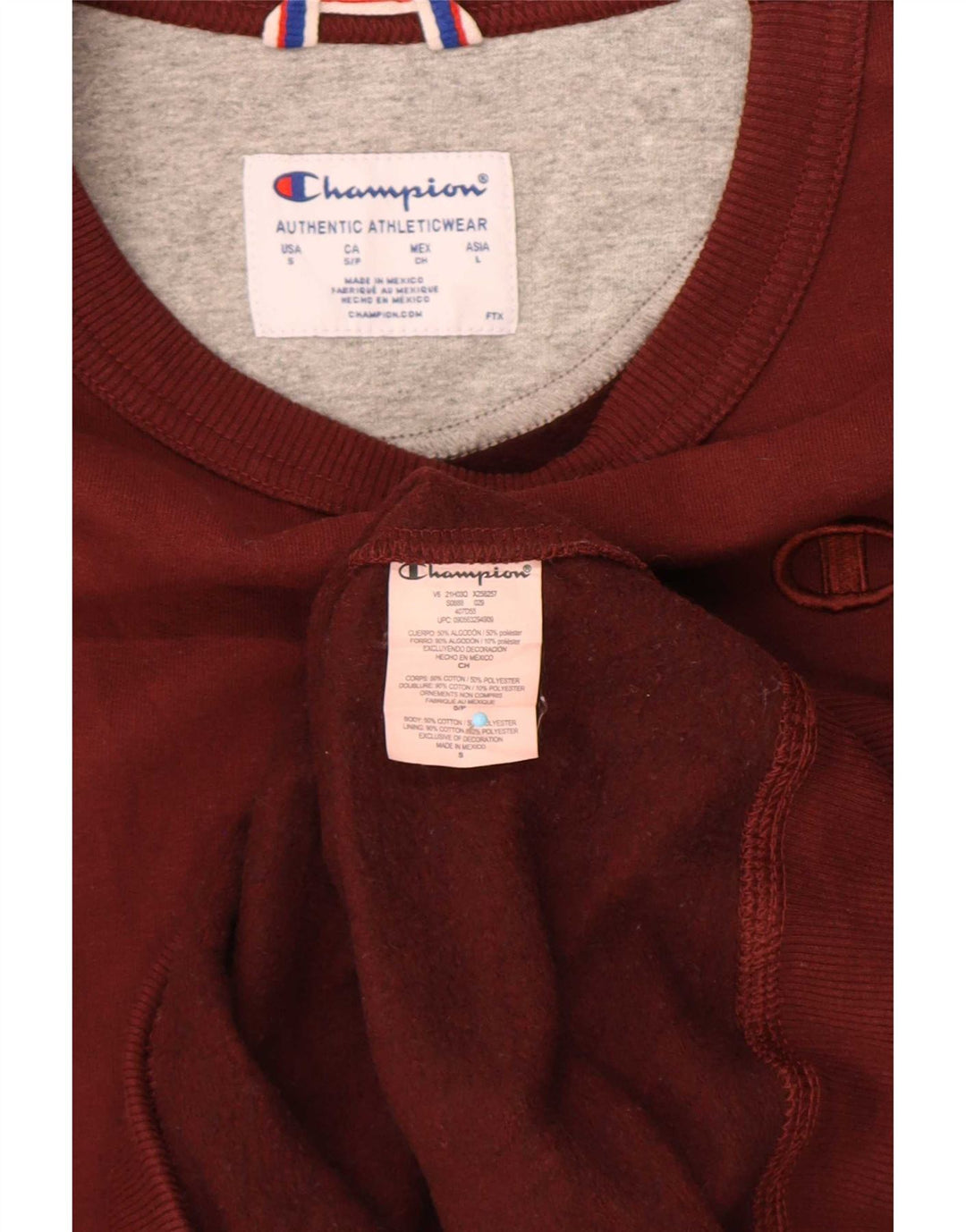 Champion Sudadera Para Hombre Jumper Small Borgoña Algodón