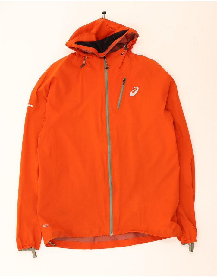 Asics Chaqueta impermeable con capucha para hombre UK 38 Medium Naranja Nylon